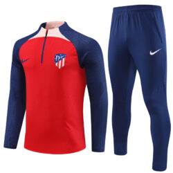 Player version 23-24 ATM red with navy blue half zipper training tracksuit