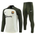 Player version 23-24 Bar beige with army green half zipper sweater tracksuit