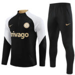 Player version 23-24 Chelsea black with white half zipper training tracksuit