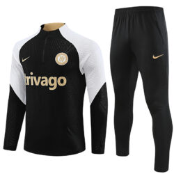 Player version 23-24 Chelsea black with white half zipper training tracksuit