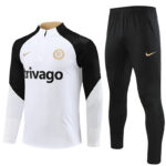 Player version 23-24 Chelsea white with black half zipper training tracksuit