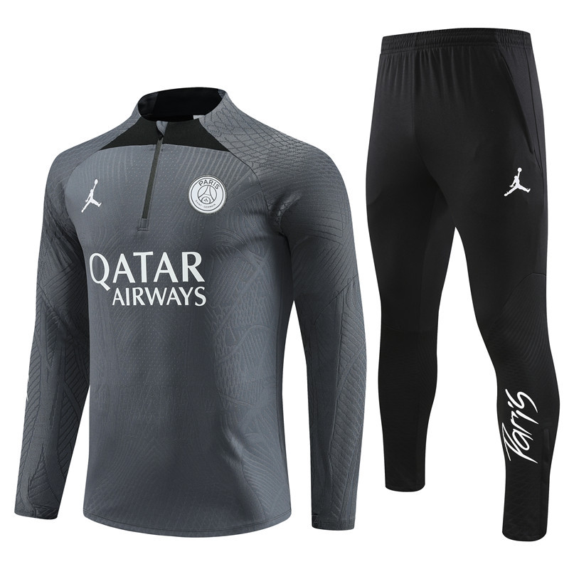 Player version 23-24 PS G dark gray half zipper sweater tracksuit