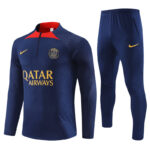 Player version 23-24 PS G navy blue with red half zipper sweater tracksuit