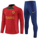 Player version 23-24 Portugal red with green half zipper sweater tracksuit