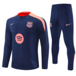 Player version 24-25 Bar navy blue with pink stripe half zipper sweater tracksuit