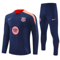 Player version 24-25 Bar navy blue with pink stripe half zipper sweater tracksuit