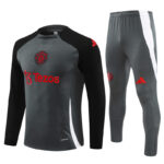 Player version 24-25 Manud dark gray with black round collar training tracksuit