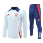 24-25 Spain light blue with red stripe half zipper training tracksuit