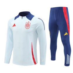 24-25 Spain light blue with red stripe half zipper training tracksuit