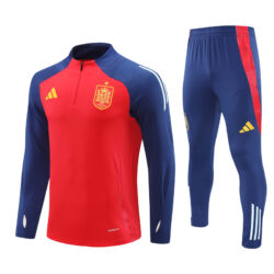 24-25 Spain red with blue half zipper training tracksuit
