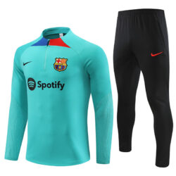 fans version 23-24 Bar lake blue half zipper sweater tracksuit