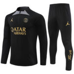 fans version 23-24 PS G Jrdan black with gray half zipper training tracksuit