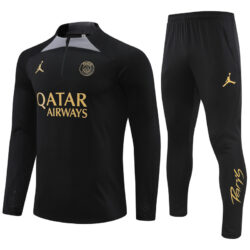 fans version 23-24 PS G Jrdan black with gray half zipper training tracksuit