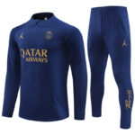fans version 23-24 PS G Jrdan navy blue half zipper training tracksuit