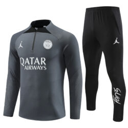 fans version 23-24 PS G dark gray half zipper sweater tracksuit