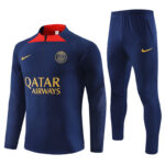 fans version 23-24 PS G navy blue with red half zipper sweater tracksuit
