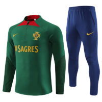 fans version 23-24 Portugal green with blue pants half zipper sweater tracksuit