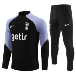 fans version 23-24 Tottenham black with purple half zipper sweater tracksuit