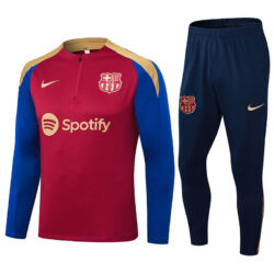 fans version 24-25 Bar dark red with blue half zipper training tracksuit