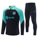 player version 23-24 Bar navy blue with lake blue half zipper training tracksuit