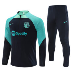 player version 23-24 Bar navy blue with lake blue half zipper training tracksuit
