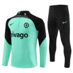 player version 23-24 Chelsea light green with black half zipper sweater tracksuit