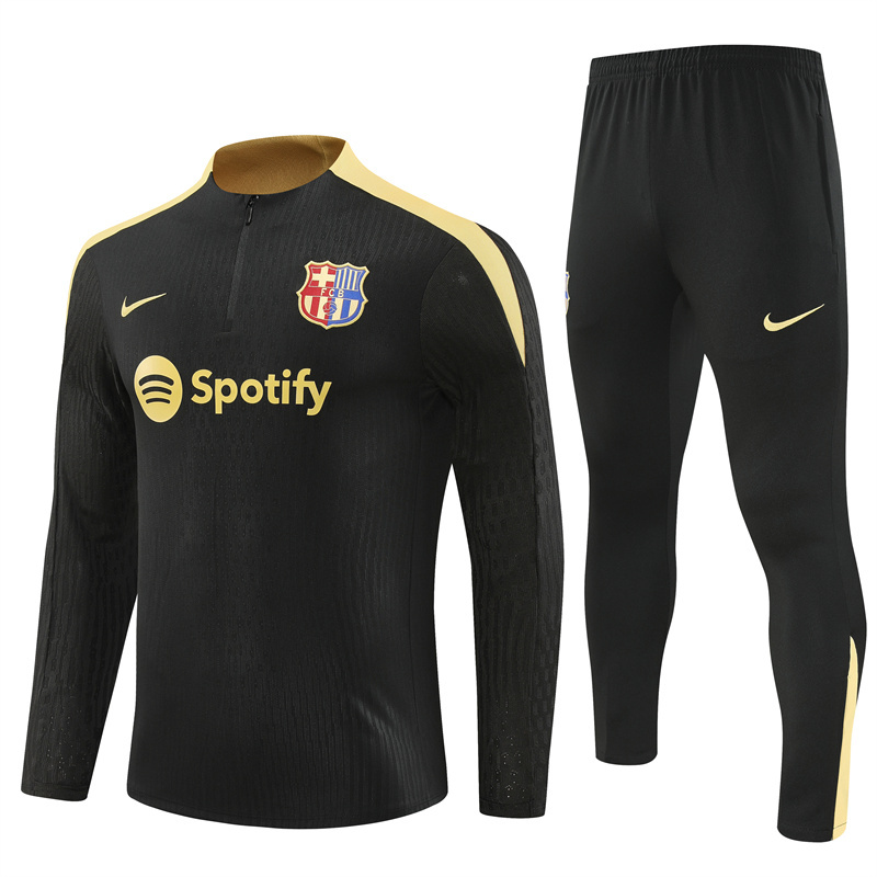 player version 24-25 Bar black with gold half zipper training tracksuit