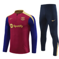 player version 24-25 Bar dark red with blue half zipper training tracksuit