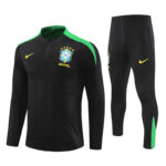 player version 24-25 Brazil black with green half zipper training tracksuit