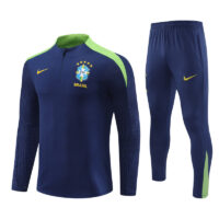 player version 24-25 Brazil color blue with green half zipper training tracksuit
