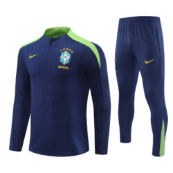 player version 24-25 Brazil color blue with green half zipper training tracksuit
