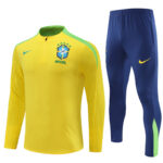 player version 24-25 Brazil yellow with green half zipper training tracksuit