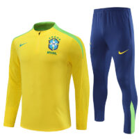 player version 24-25 Brazil yellow with green half zipper training tracksuit