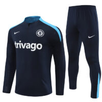 player version 24-25 Chelsea navy blue with light blue half zipper training tracksuit player version 24-25 Chelsea navy blue with light blue half zipper training tracksuit