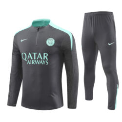 player version 24-25 PS G dark gray with light green half zipper training tracksuit