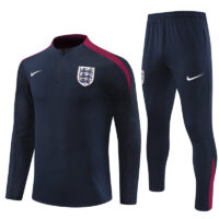 player version 24-25 England navy blue with red half zipper training tracksuit player version 24-25 England navy blue with red half zipper training tracksuit
