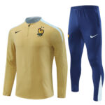 player version 24-25 France gold with white half zipper training tracksuit