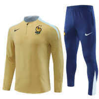 player version 24-25 France gold with white half zipper training tracksuit