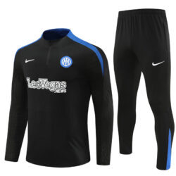 player version 24-25 Inter black with blue half zipper training tracksuit
