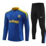player version 24-25 Inter color blue with yellow half zipper training tracksuit