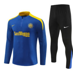 player version 24-25 Inter color blue with yellow half zipper training tracksuit