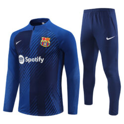 23-24 Bar color blue half zipper sweater tracksuit