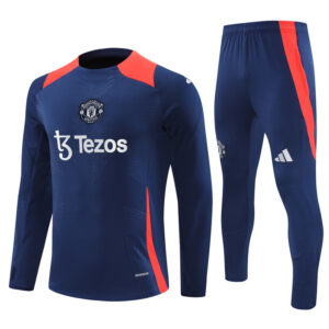 player version 24-25 Manud navy blue with red pullover training tracksuit