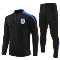 player version 24-25 Netherlands black with blue half zipper training tracksuit