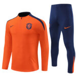 player version 24-25 Netherlands orange with navy blue half zipper training tracksuit