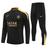 player version 24-25 PS G black with gold half zipper training tracksuit