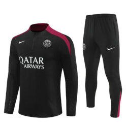 player version 24-25 PS G black with red stripe half zipper training tracksuit