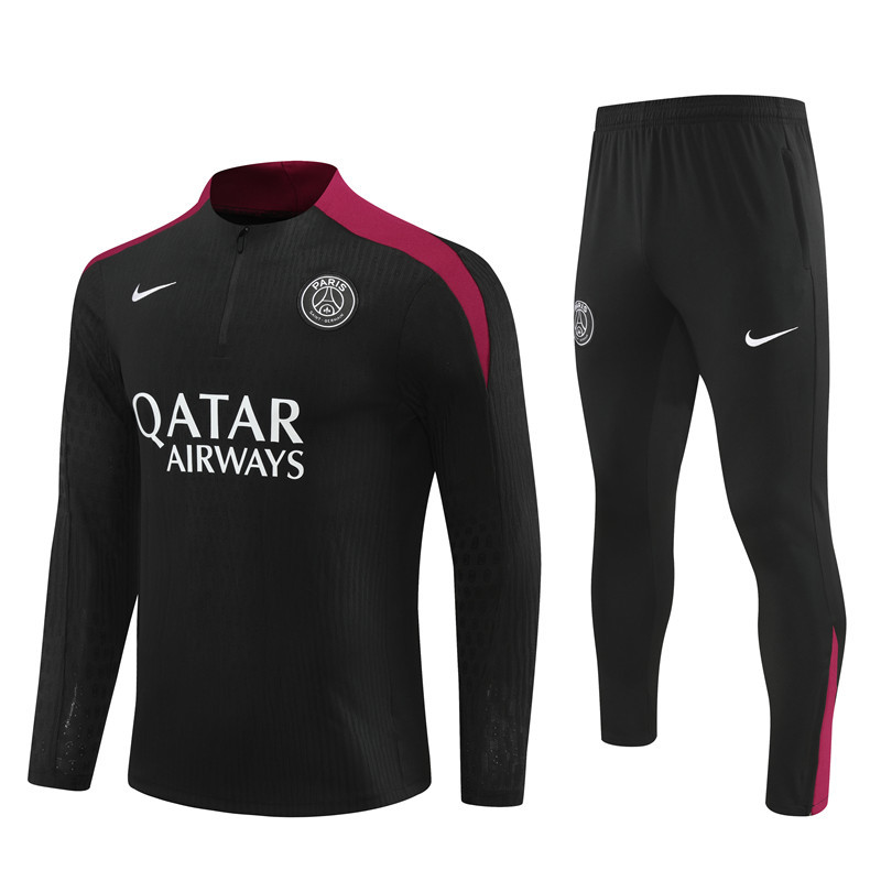 player version 24-25 PS G black with red stripe half zipper training tracksuit