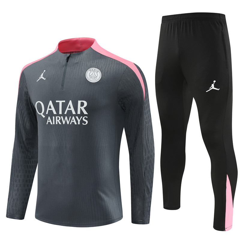 player version 24-25 PS G dark gray with pink half zipper training tracksuit
