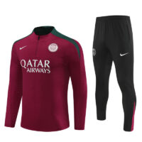 player version 24-25 PS G red with green stripe half zipper training tracksuit